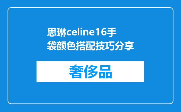 思琳celine16手袋颜色搭配技巧分享
