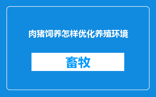 肉猪饲养怎样优化养殖环境