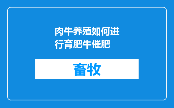 肉牛养殖如何进行育肥牛催肥
