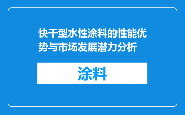 快干型水性涂料的性能优势与市场发展潜力分析