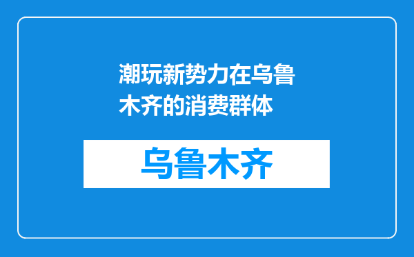 潮玩新势力在乌鲁木齐的消费群体