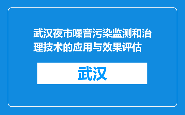 武汉夜市噪音污染监测和治理技术的应用与效果评估