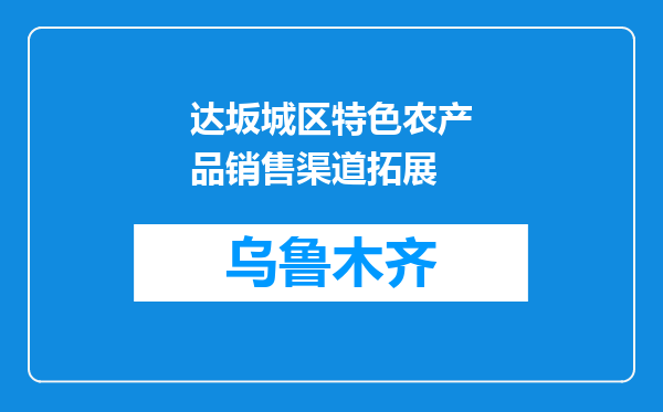 达坂城区特色农产品销售渠道拓展