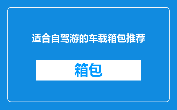 适合自驾游的车载箱包推荐