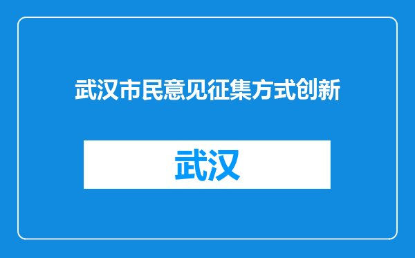 武汉市民意见征集方式创新