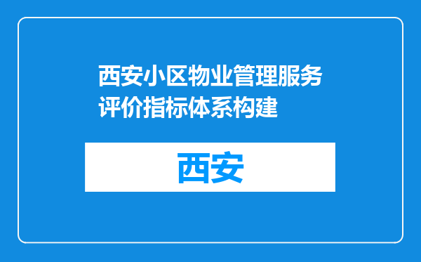 西安小区物业管理服务评价指标体系构建