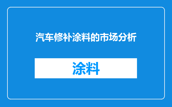 汽车修补涂料的市场分析