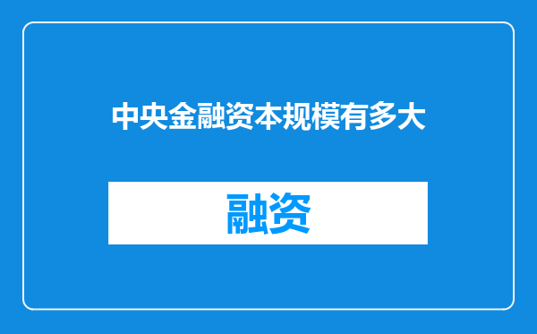中央金融资本规模有多大