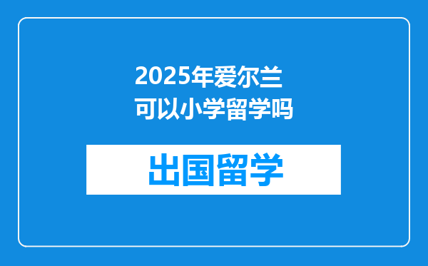 2025年爱尔兰可以小学留学吗