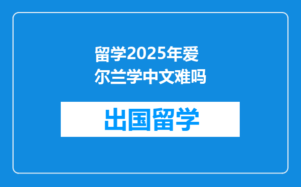 留学2025年爱尔兰学中文难吗