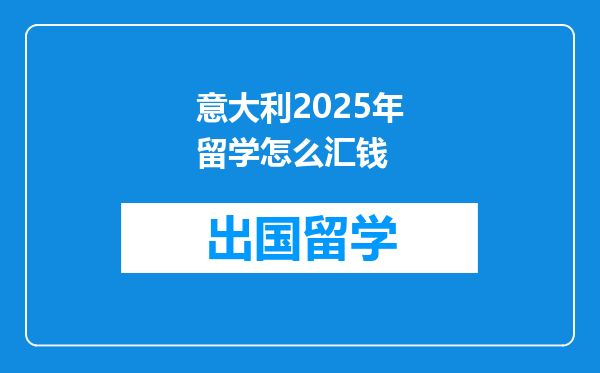 意大利2025年留学怎么汇钱