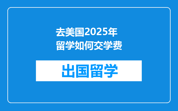 去美国2025年留学如何交学费