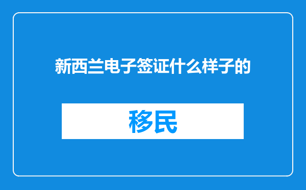 新西兰电子签证什么样子的