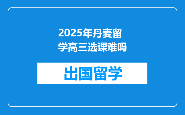 2025年丹麦留学高三选课难吗