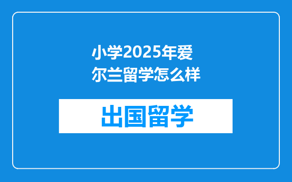 小学2025年爱尔兰留学怎么样
