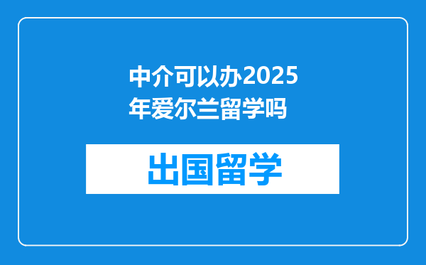 中介可以办2025年爱尔兰留学吗