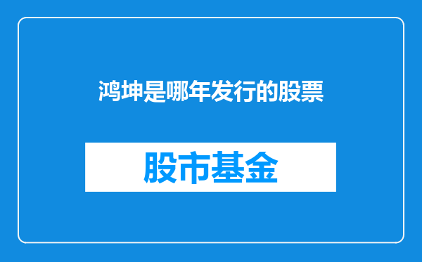 鸿坤是哪年发行的股票