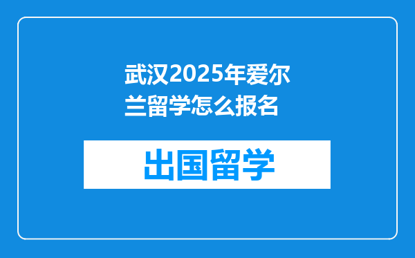 武汉2025年爱尔兰留学怎么报名