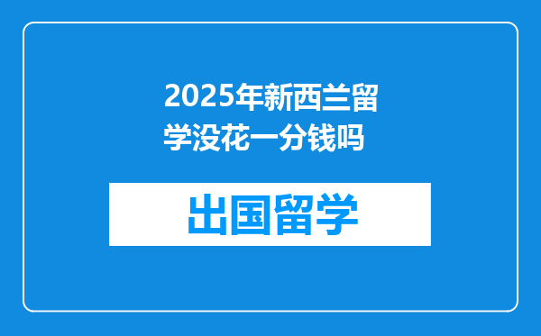 2025年新西兰留学没花一分钱吗