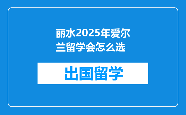 丽水2025年爱尔兰留学会怎么选