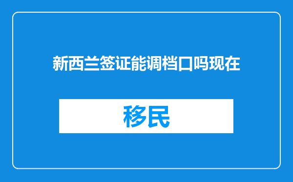 新西兰签证能调档口吗现在