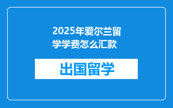 2025年爱尔兰留学学费怎么汇款