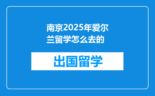 南京2025年爱尔兰留学怎么去的