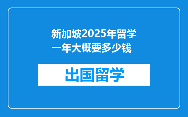 新加坡2025年留学一年大概要多少钱