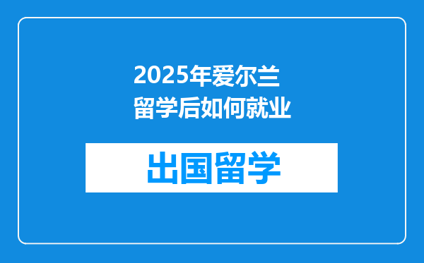 2025年爱尔兰留学后如何就业