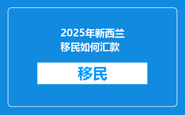2025年新西兰移民如何汇款