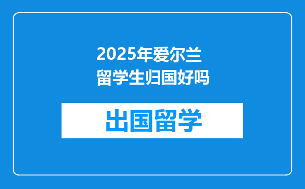 2025年爱尔兰留学生归国好吗