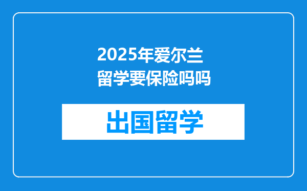 2025年爱尔兰留学要保险吗吗
