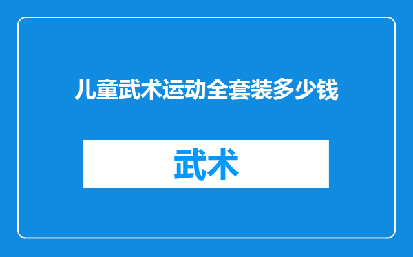 儿童武术运动全套装多少钱