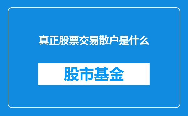 真正股票交易散户是什么