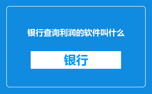 银行查询利润的软件叫什么