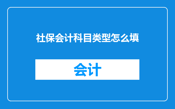 社保会计科目类型怎么填