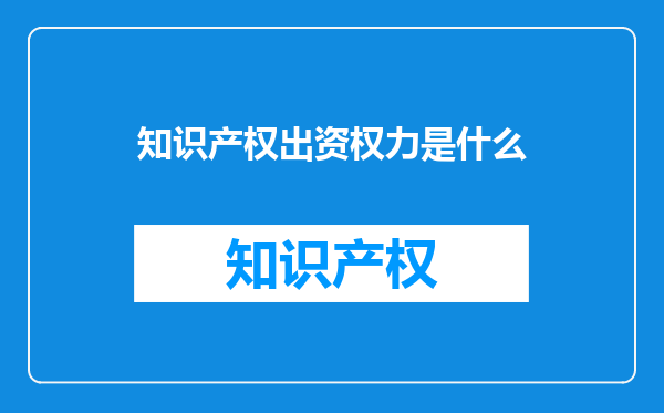 知识产权出资权力是什么