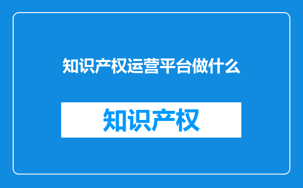 知识产权运营平台做什么