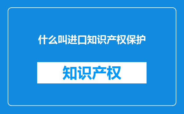 什么叫进口知识产权保护