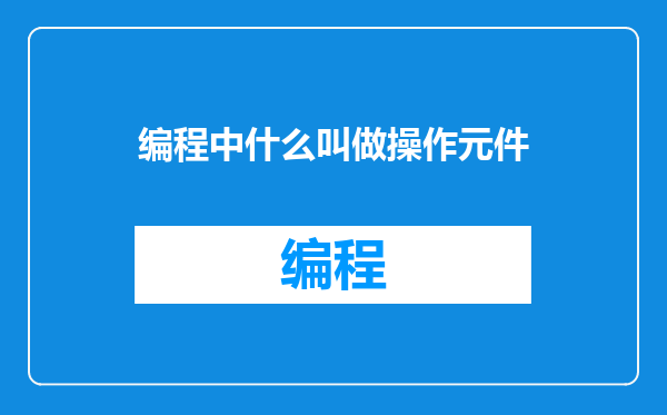 编程中什么叫做操作元件