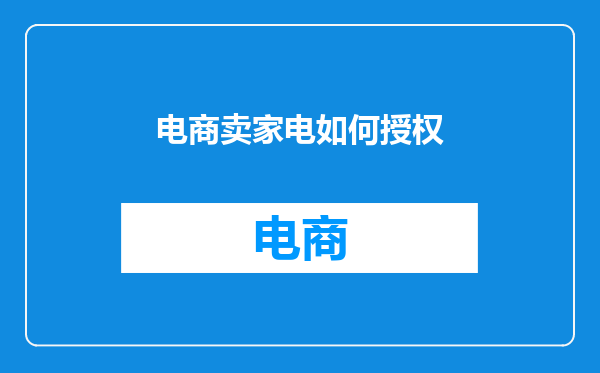 电商卖家电如何授权