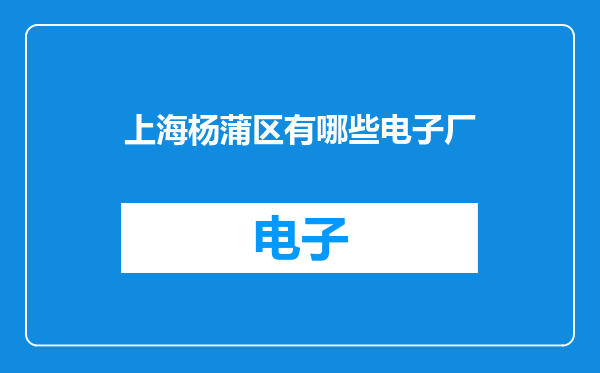 上海杨蒲区有哪些电子厂