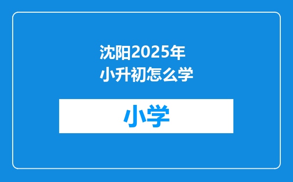 沈阳2025年小升初怎么学