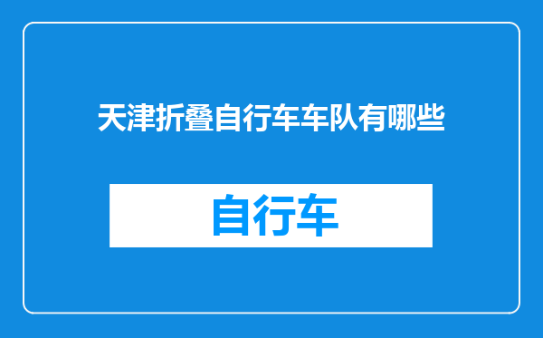 天津折叠自行车车队有哪些