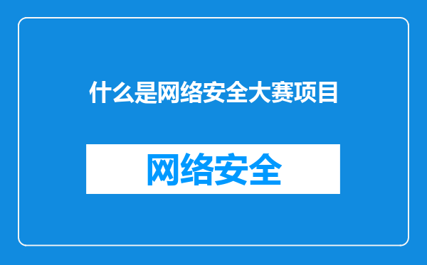 什么是网络安全大赛项目