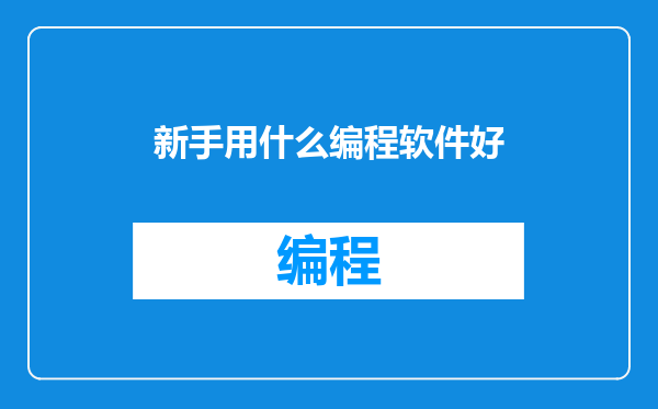 新手用什么编程软件好