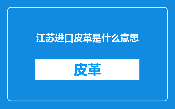 江苏进口皮革是什么意思