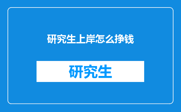 研究生上岸怎么挣钱