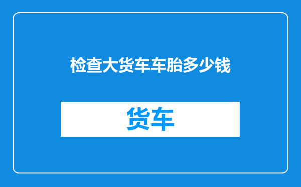 检查大货车车胎多少钱