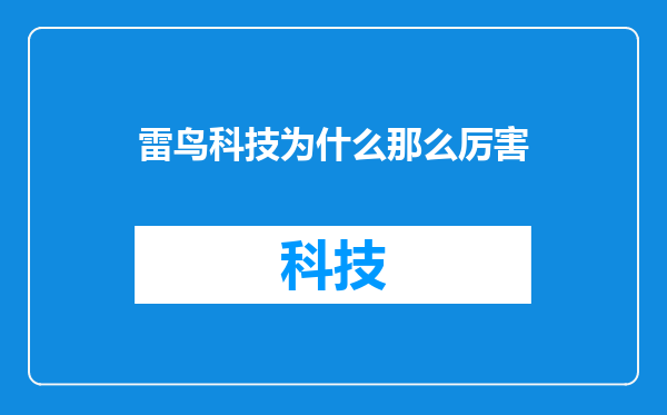 雷鸟科技为什么那么厉害